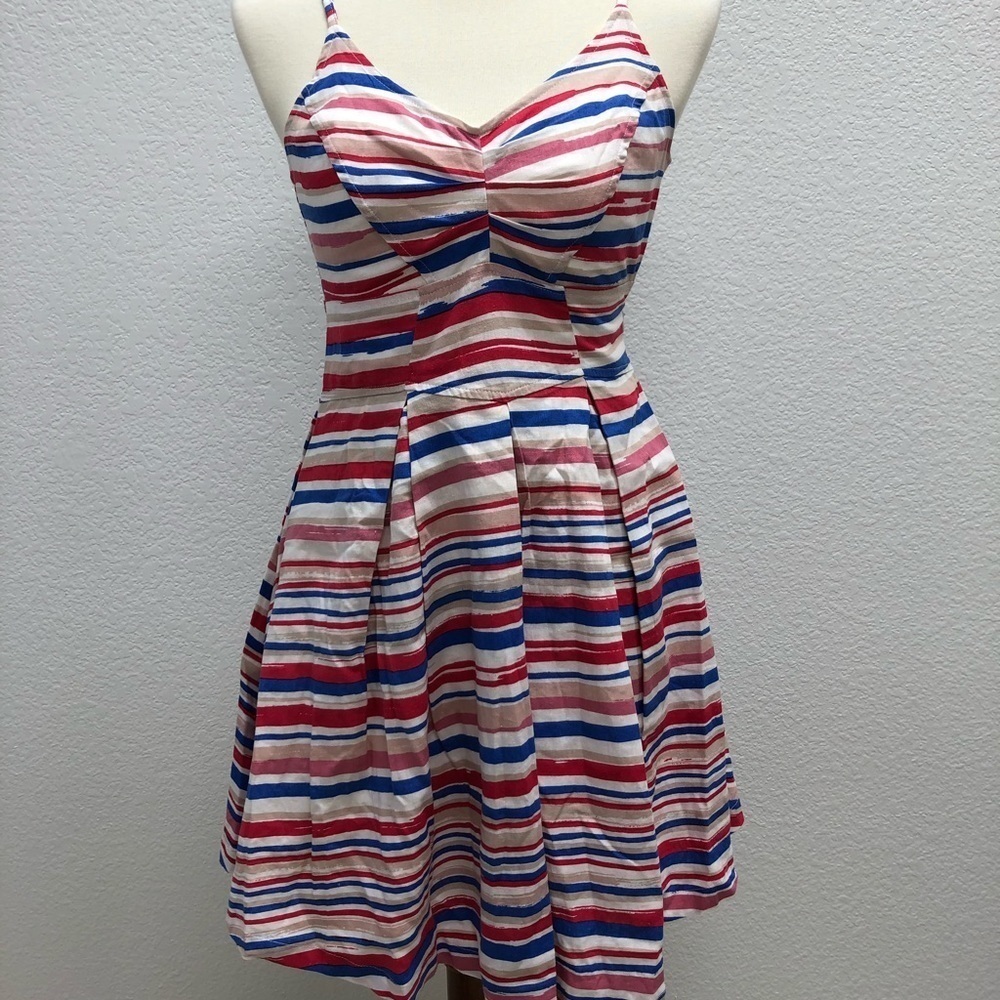 Jack BB Dakota Small Dress Red Blue Patriotic Linen - Picture 2 of 7